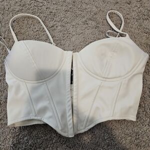 White Leather Bustier Top